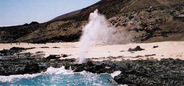 A blowhole in a fantastic bay on the north-east side of the island near the ESA Ariane tracking station.