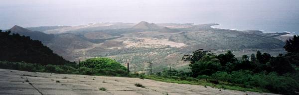 Looking north-west from the top of Green Mountain (Contrast the greenness at the top to the volcanic landscape below)